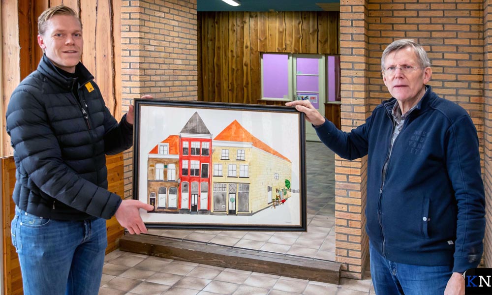 Tekening van de drie panden van Tony Korteschiel.