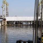 De Stadsbrug is ingepakt tijdens het groot onderhoud.