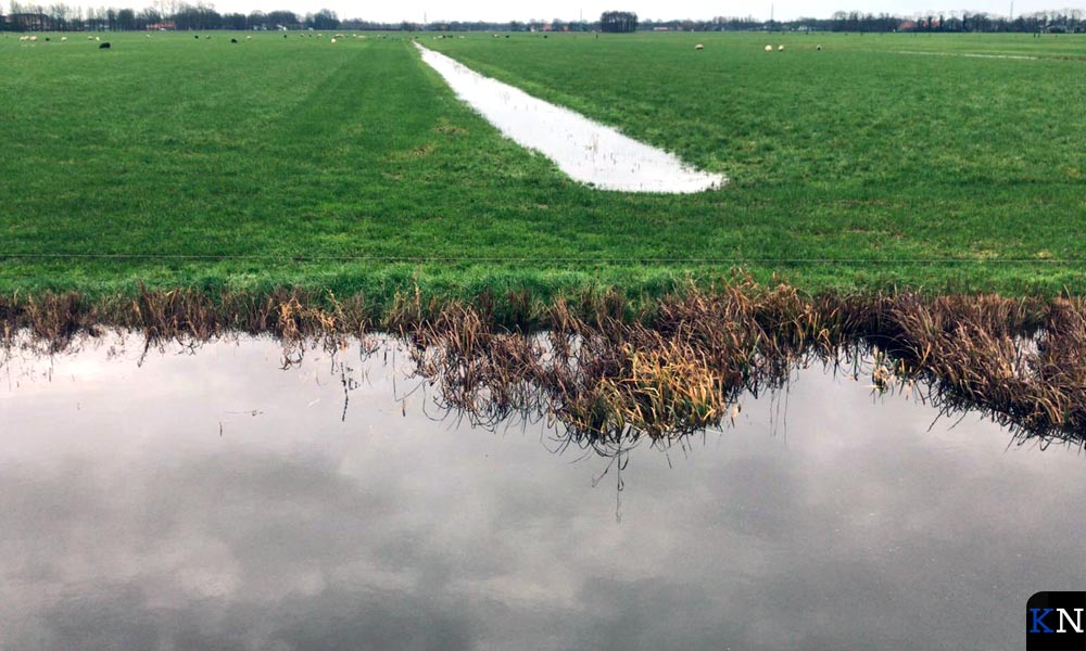 Overvolle sloten door grote hoeveelheid neerslag.